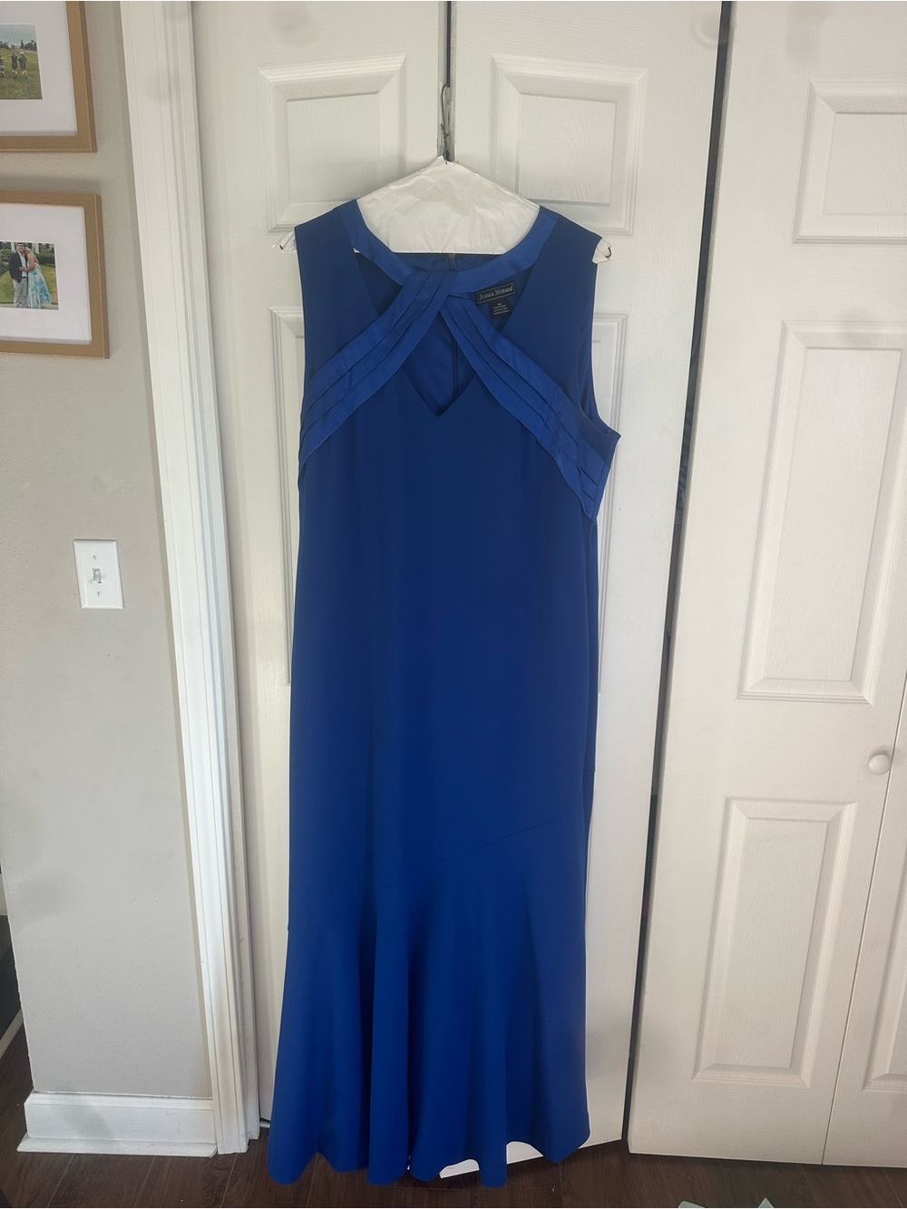 Jessica Howard Cobalt Blue Sleeveless Maxi Dress with Pleated Crossbands